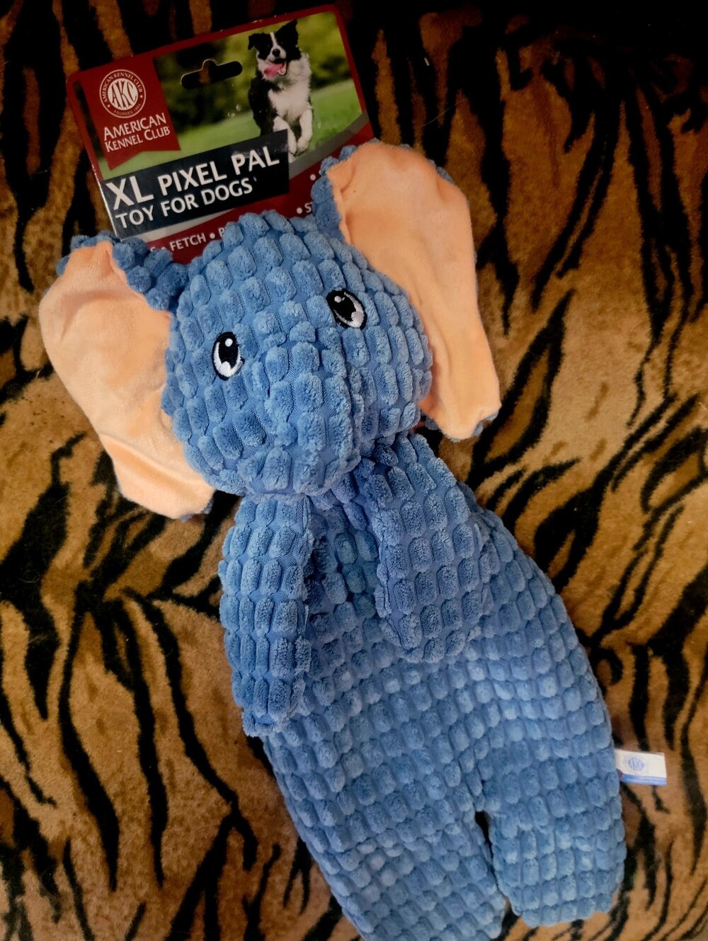 AKC Dog Elephant Pixel Pal Squeak And Crinkle Large XLarge Dog Toy Ea.